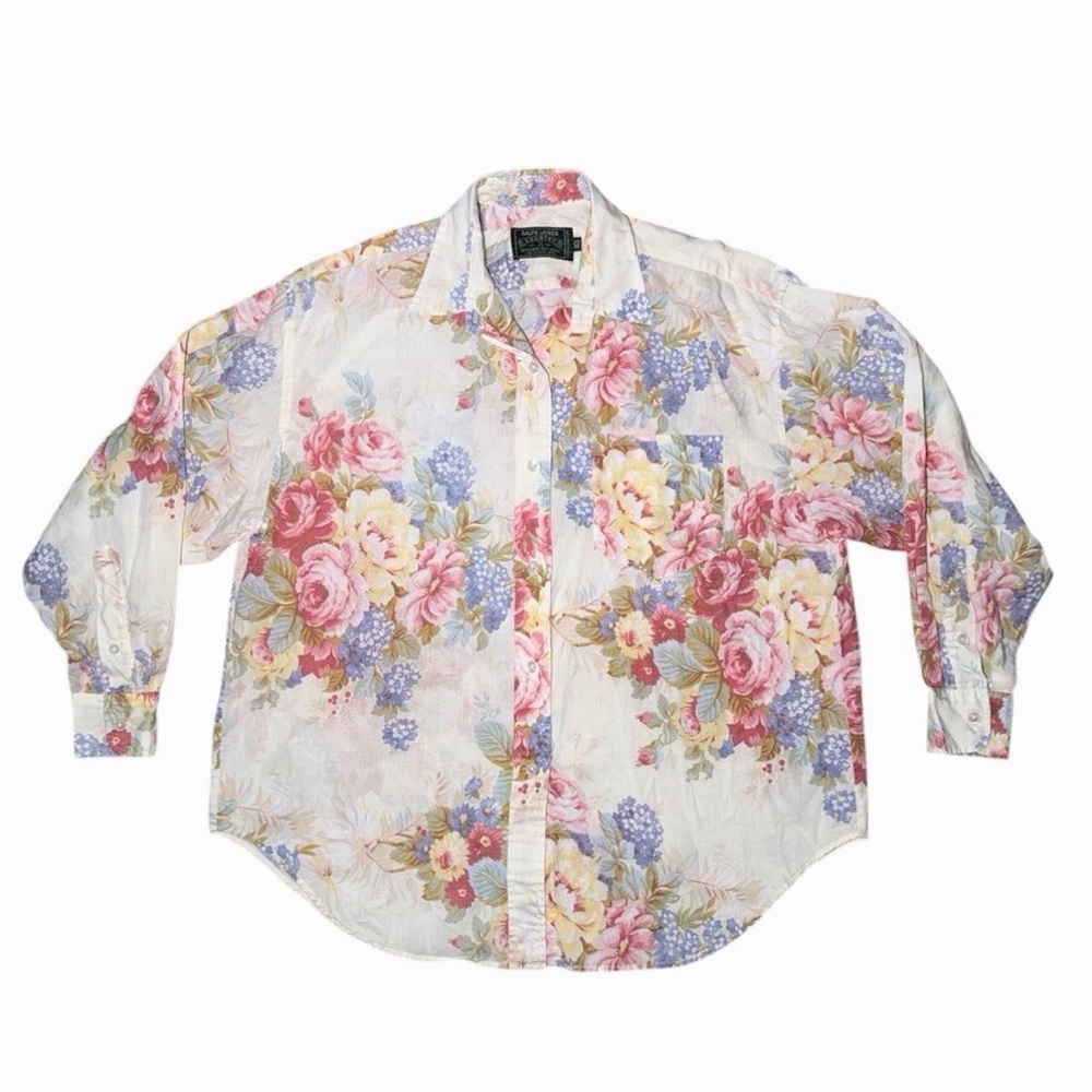 Ralph Lauren Floral Button Down Shirt - Pink, Purple, Yellow